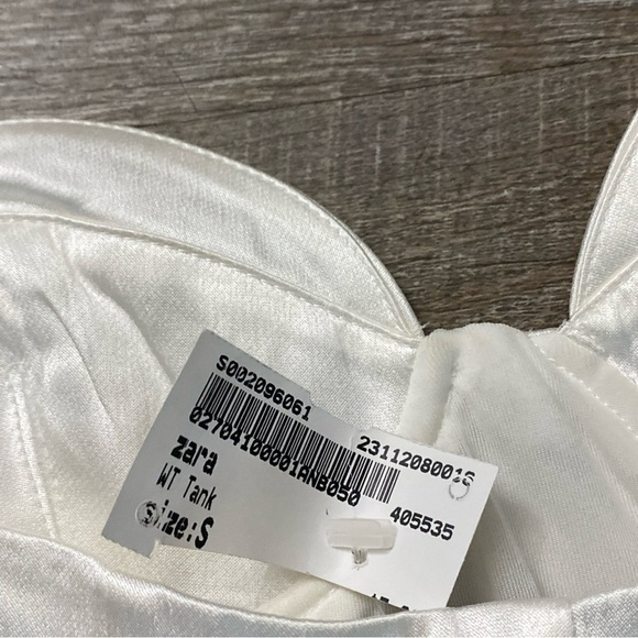Zara satin bustier bodysuit. Off-white color, size S. - Picture 7 of 12